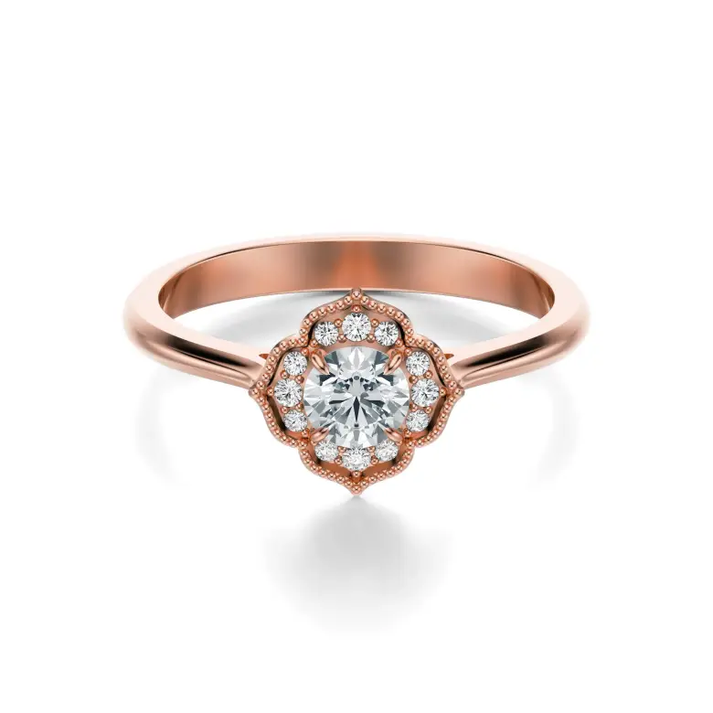 Pierścionek z różowego złota z diamentami